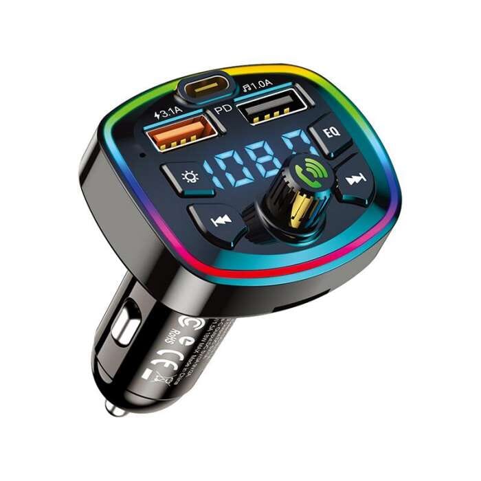 Transmitter FM Bluetooth MP3 - 2XUSB + TYPE C - PD 18W BLACK